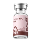 Aminohood Amino H2O 10 mL research water vial with 0.9% benzyl alcohol on white background